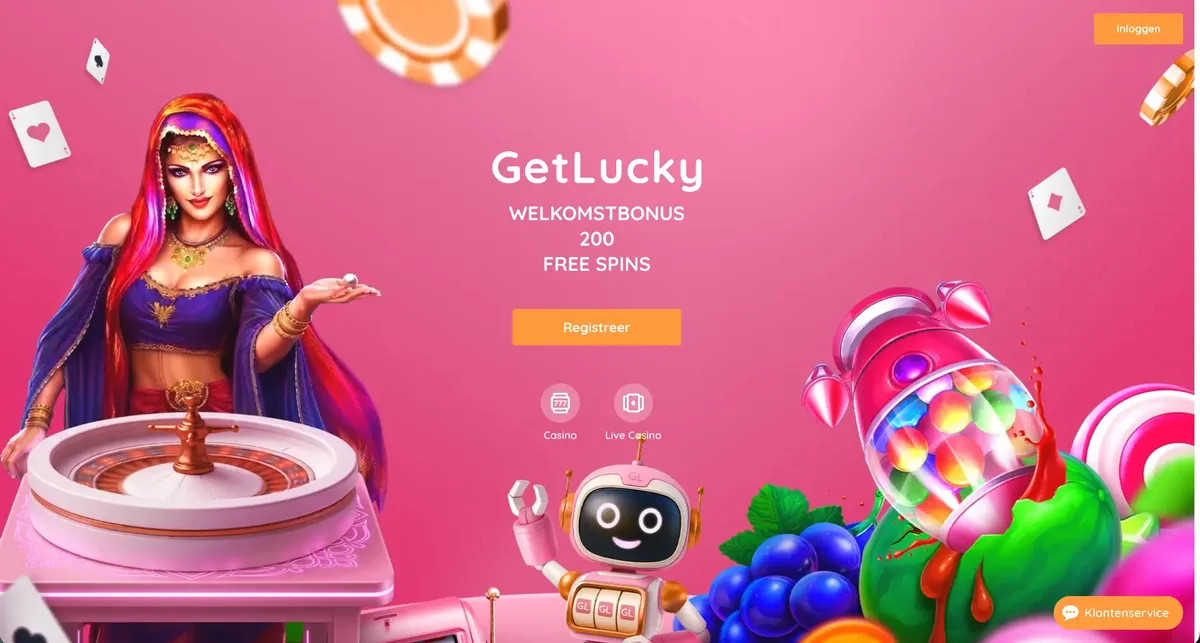 Nederlandse GetLucky lobby met casinospellen